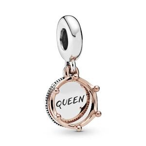 Pandora Rose Gold and Silver Queen Crown Dangle Charm